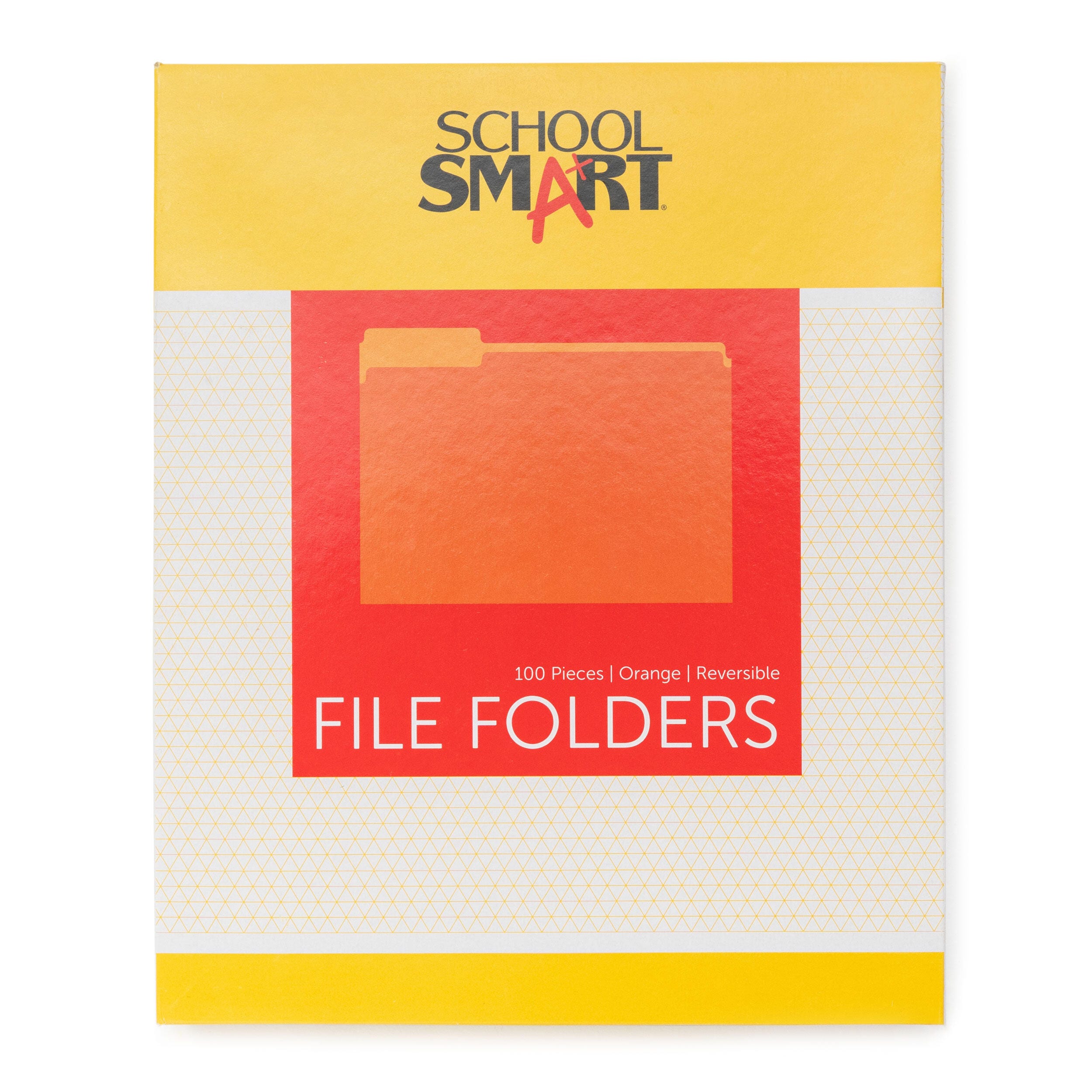 School Smart Colored File Folders Two-Tone, Letter Size, 1/3 Cut Tabs, Orange, Pack of 100 085106